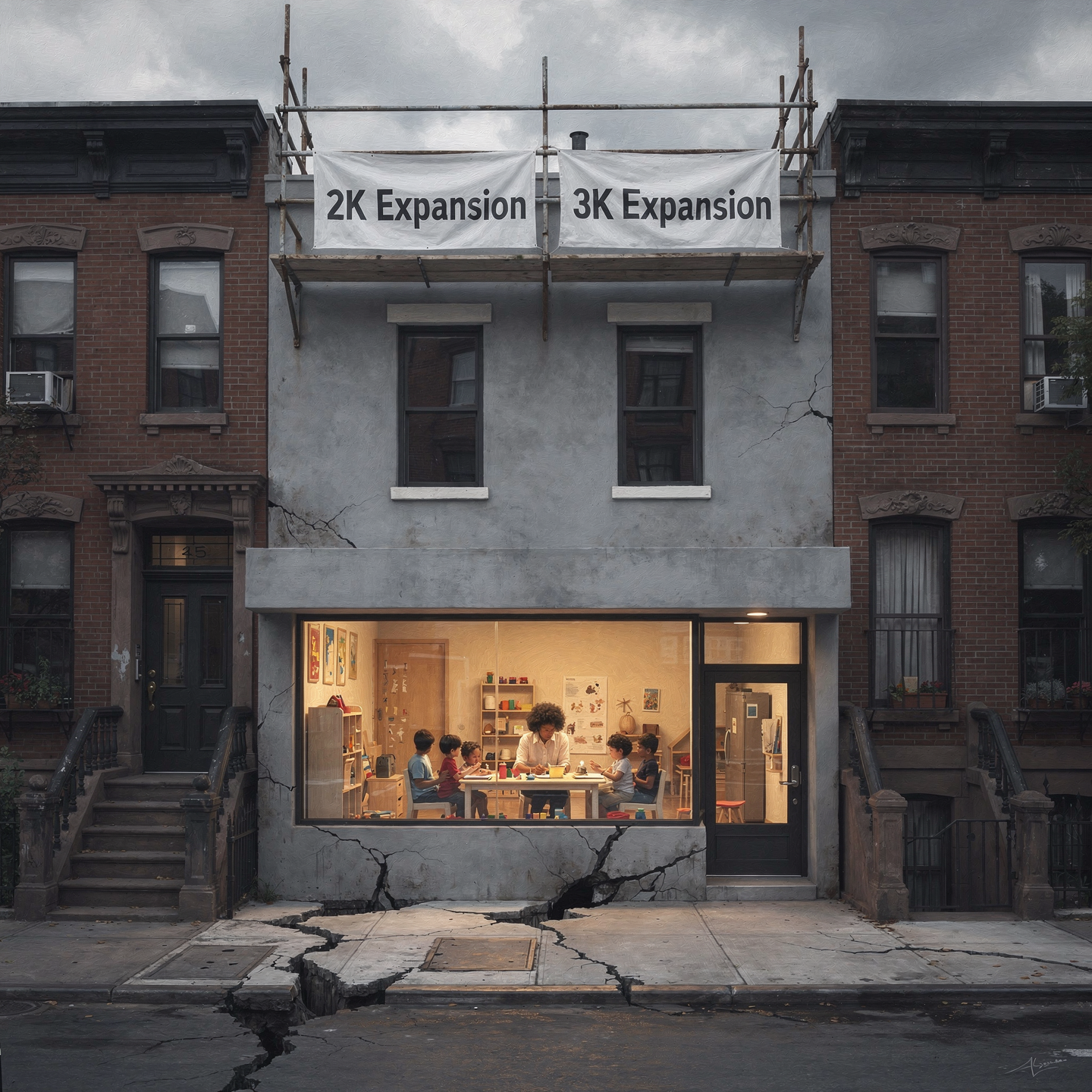 A neighborhood daycare building
